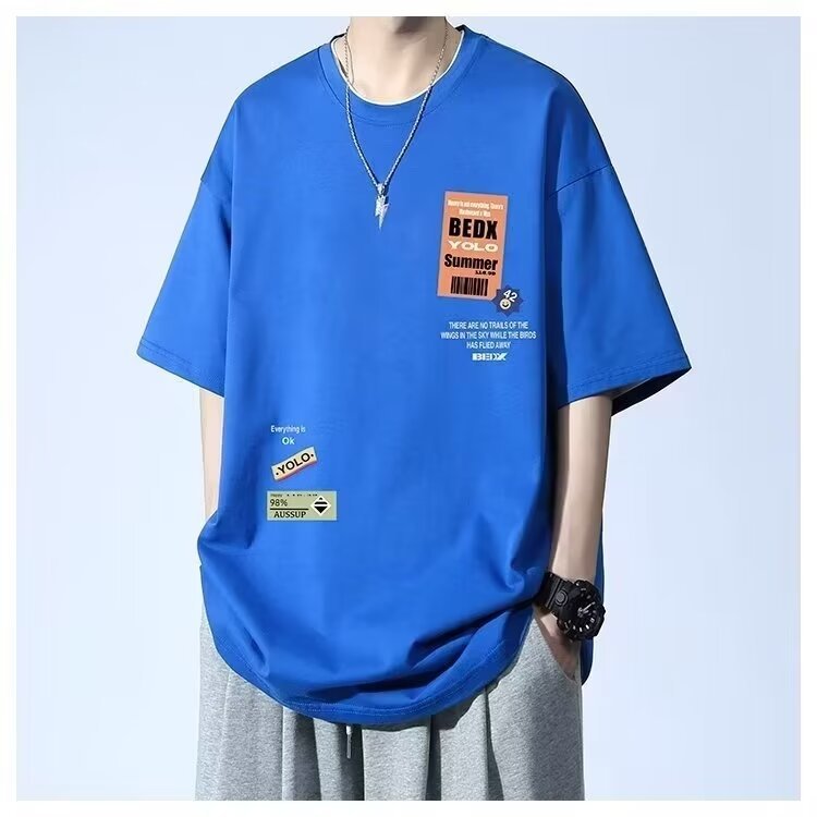 Summer Teenage Suit Boys Short Sleeve T T-shirt Short Sleeve New Style High School Student Trendy Casual Sports Two Pieces