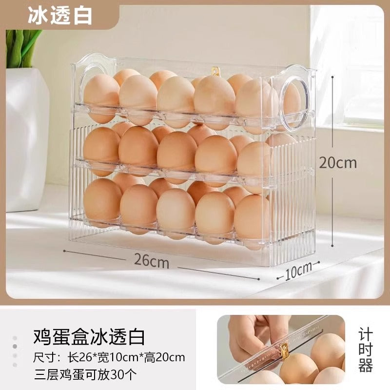 New Automatic Flip Egg Box Household Refrigerator Side Door Organizer Egg Storage Special Kitchen Fresh-keeping Pack