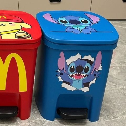 Mario Trash Can for Home Living Room Cute Cartoon Anime Large Capacity Personality Internet Celebrity Thickened Pedal Trash Basket