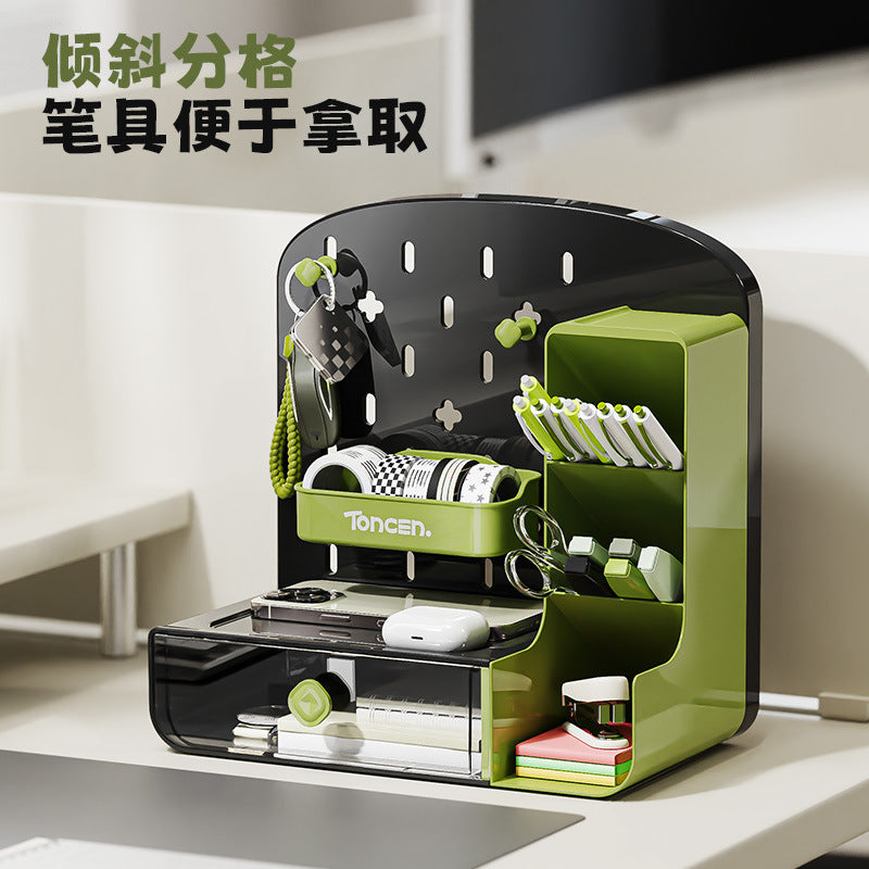 Desktop Pegboard Storage Rack Drawer Style Student Desk Stationery Office Workstation Pen Holder Organizer Storage Box