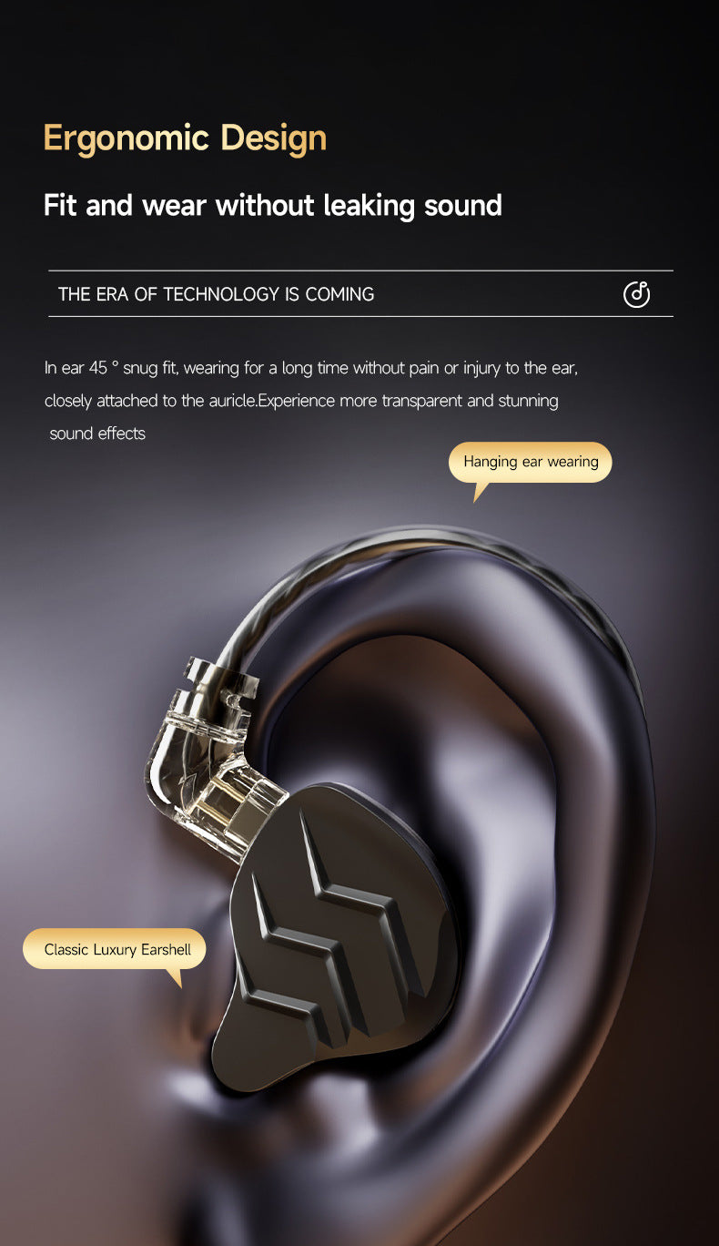 Cross-border new in-ear sports headphones with interchangeable cables, plug-in gaming style HIFI Dynamic Wired Earphones for Mobile Phones
