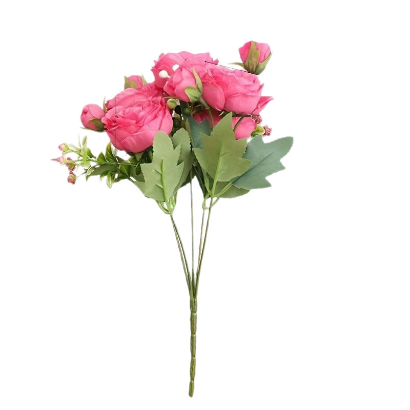 Artificial Bouquet Persian Rose5Head Bouquet Persian Rose Artificial Flower Wedding Arrangement Bride Handheld Flower Furniture Display