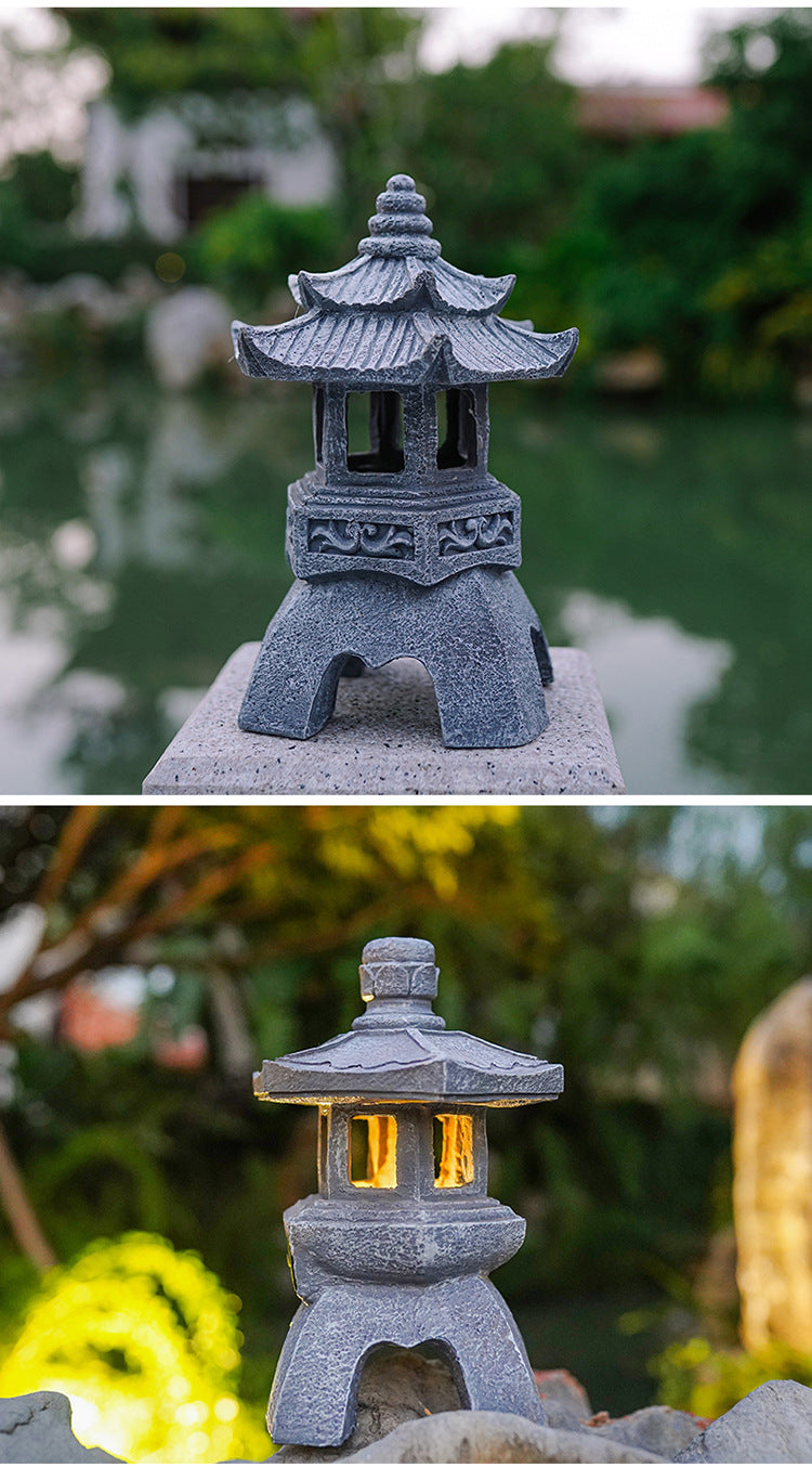 Chinese Antique Style Palace Lantern Solar Outdoor Courtyard Decoration Ornament Garden Villa Balcony Floor Landscape Lamp