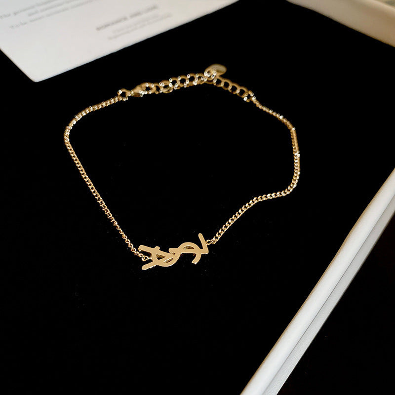 Zircon Star Pig Nose Double Layer Bracelet Niche Light Luxury High-end Versatile Fashion Commuting Vintage Jewelry