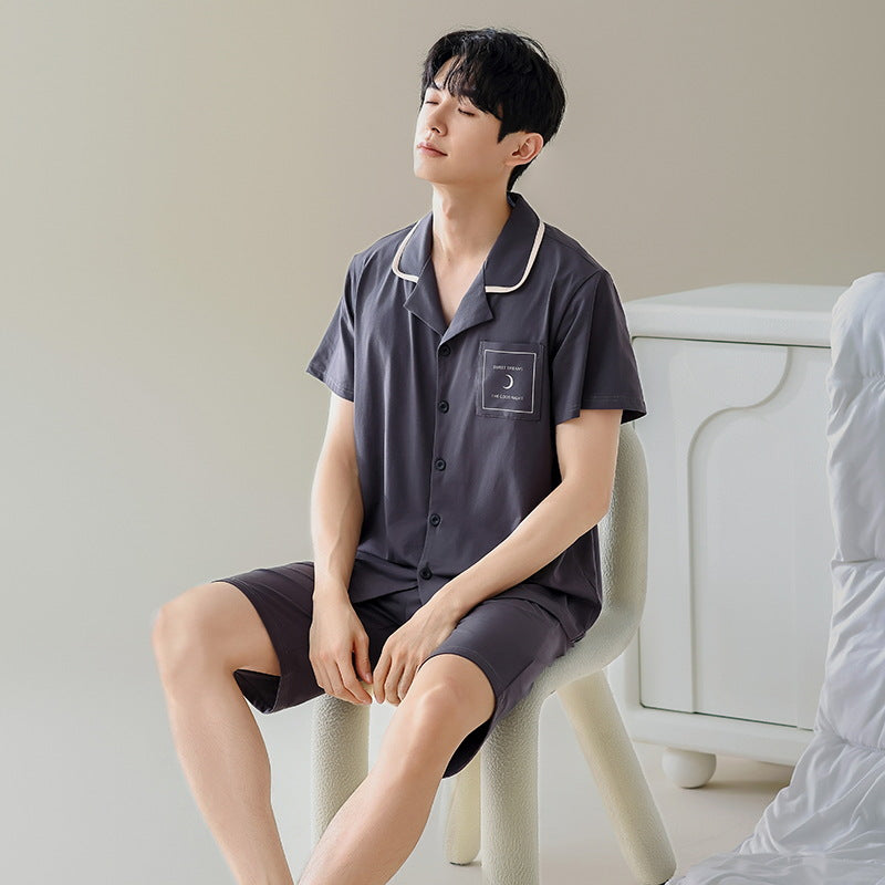 Summer New Cotton Cardigan Pajamas for Women, Thin High-End Feel, Men's Loungewear, Casual Wearable Couple Pajamas