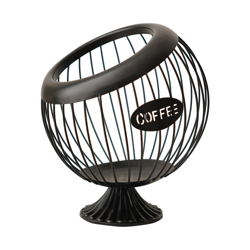 Cross-Border Iron Art Fruit Basket Coffee Capsule Storage Basket Desktop Decoration Coffee Table Snacks Dried Fruit Candy Storage