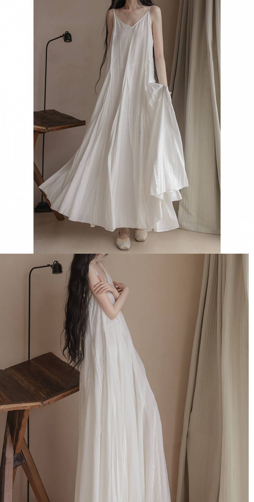 2025Spring New Heavy Craft Large Hem Strap Dress New Chinese Style Retro National Style Artistic Patchwork Long Dress