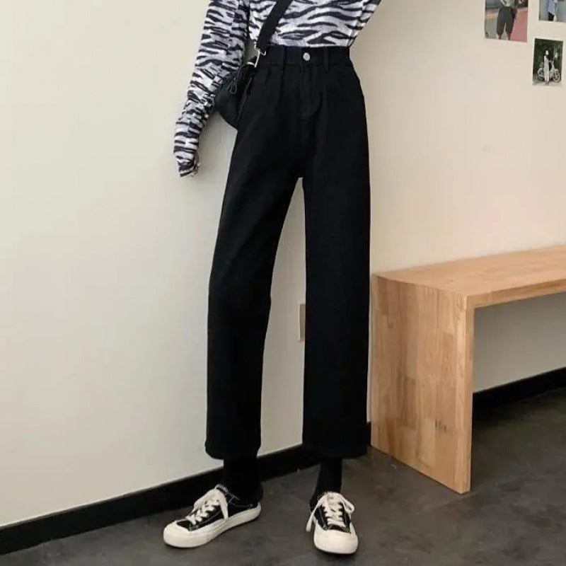 American Retro Tie-Dye Print Casual Wide-Leg Jeans for Women Loose High-Waist Draped Floor-Length Pants Summer Hot Sale