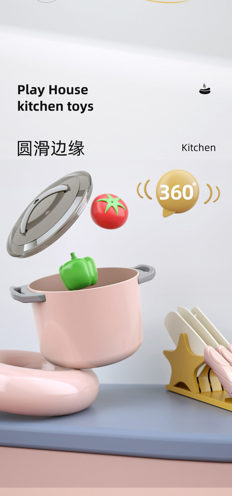 Free shipping children's pretend play kitchen toys Girl Cooking Induction Cooker Stir-fry Vegetable Fruit Cutting Fun Knife Holder Kitchenware