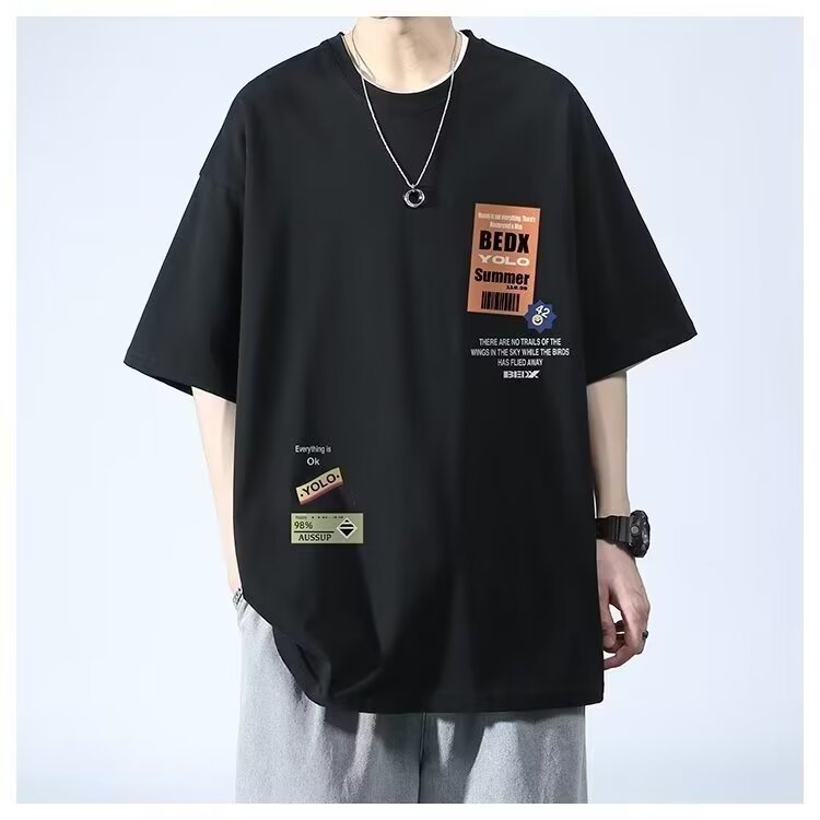 Summer Teenage Suit Boys Short Sleeve T T-shirt Short Sleeve New Style High School Student Trendy Casual Sports Two Pieces