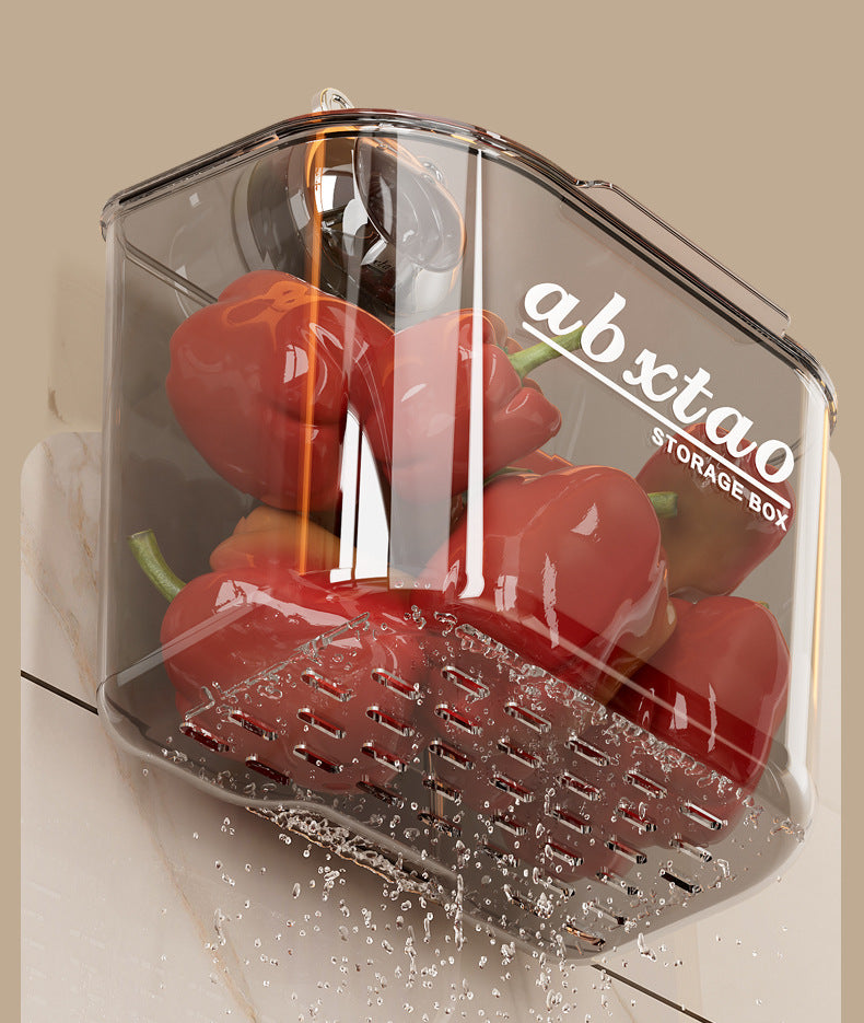 Kitchen Onion Ginger Garlic Storage Box Wall-Mounted Suction Cup Draining Rack Ginger Garlic Storage Artifact No-Drill Hanging Basket