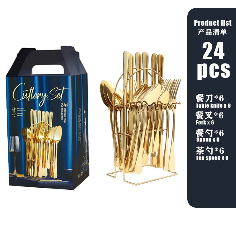 tableware set Stainless Steel Tableware1010Series Western Dining Rack Knife Fork Spoon24Set of Color Boxes