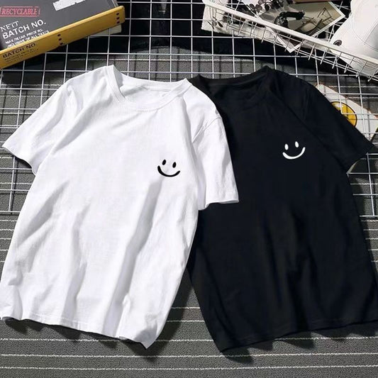 Ice Silk Cool Short Sleeve Men's Loose Student Black and White Half Sleeve T-Shirt Summer Trendy Round Neck T Shirt All-Match Bottoming Shirt