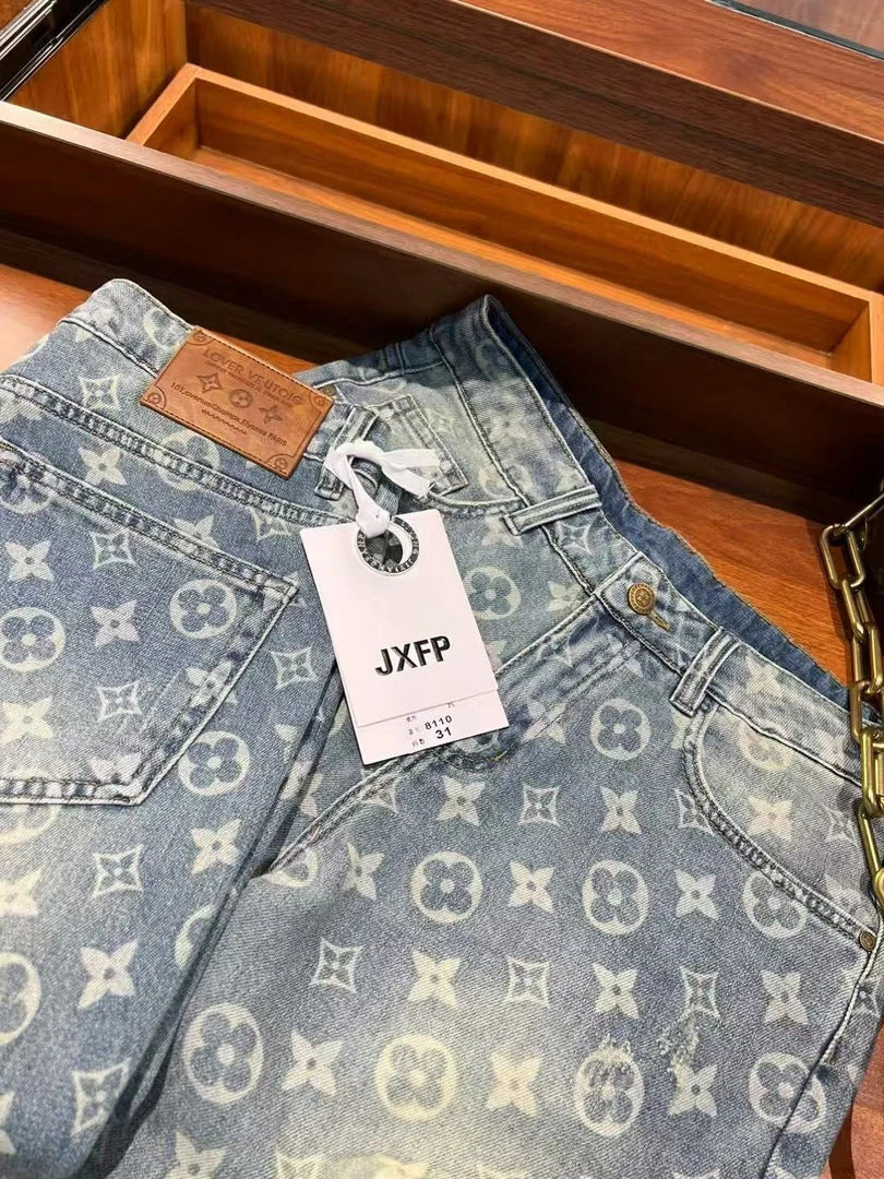 【Summer New】Fashion Casual Fashion Versatile Summer Trendy Personality Men's Denim Shorts Simple Loose Fit