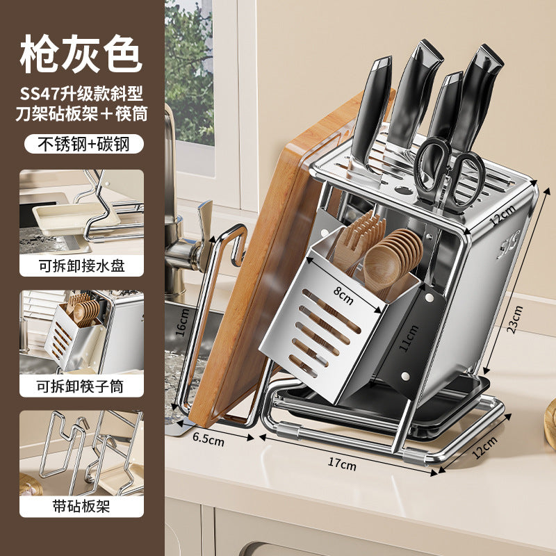 2025New Kitchen Knife Rack Storage Rack Cream Style Multifunctional Countertop Knife Holder Organizer Knife Storage Rack