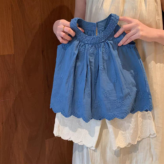 Sweet Little Girl Stylish Summer Outfit2025New Fashionable Toddler Tops for Girls Korean Style Two-Piece Set Trendy