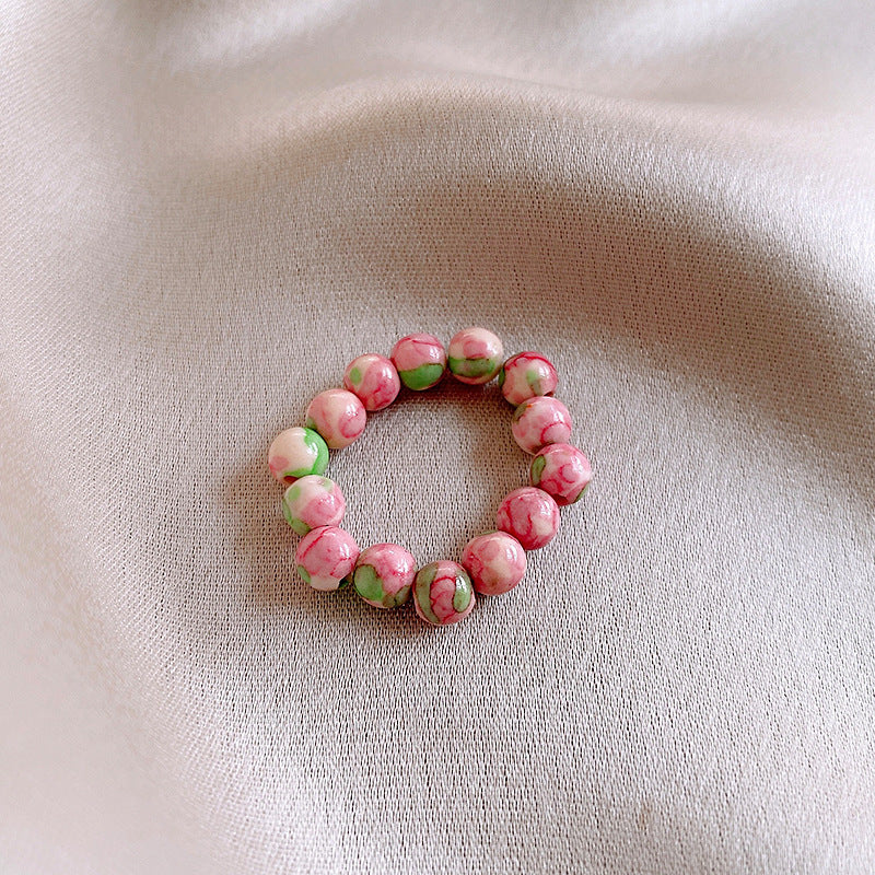 Real Gold Plated Baroque Pearl Tulip Flower Open Ring Korean Fresh Sweet Forest Style Light Luxury Jewelry
