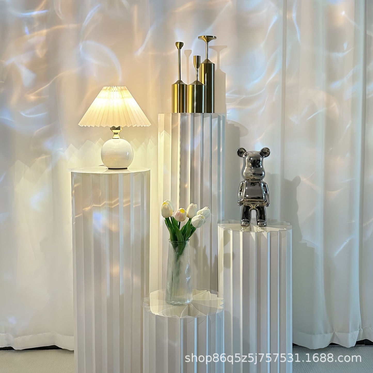 【Firefly Lantern】Live Streaming Background Decoration Foldable Round Column Paper Roman Column Folding Column Road Guide Ornament
