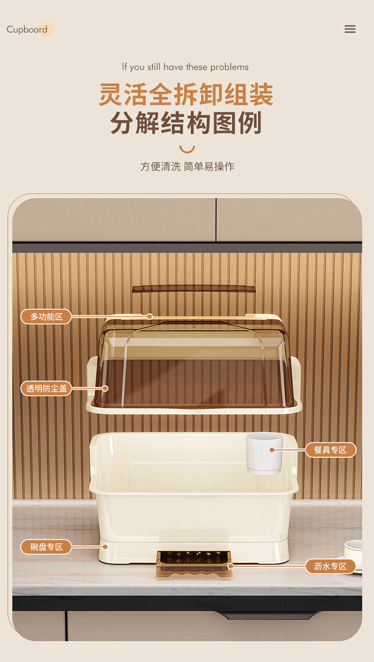 Tableware Storage Box Place Bowls and Dishes Storage Rack Kitchen Tableware Household Storage Box Draining Storage Rack Cupboard
