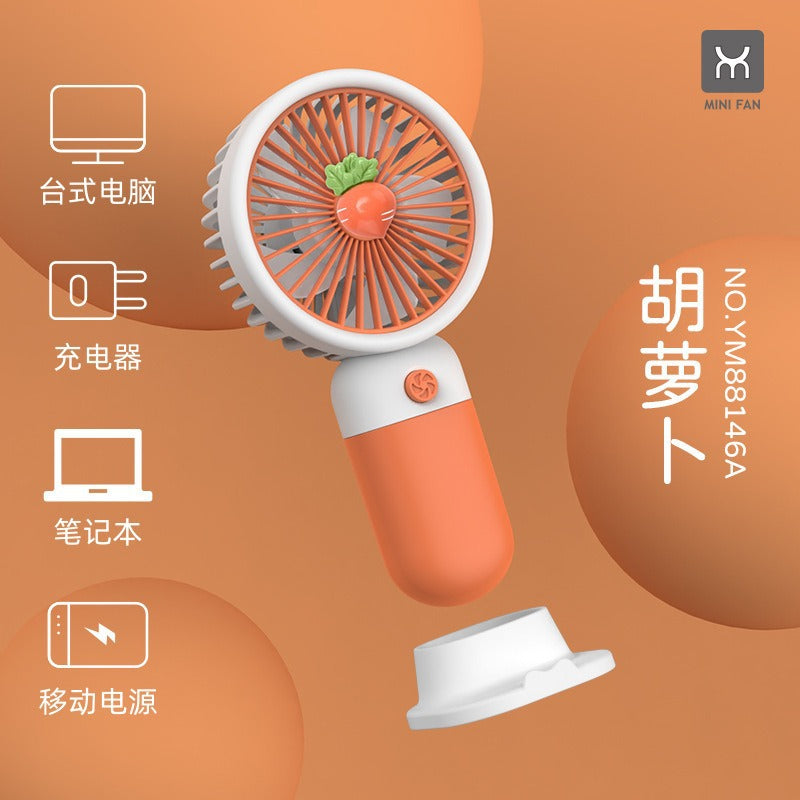 Children's Small Handheld Fan Student Gift Portable Cartoon Mini Portable Rechargeable Small Desktop Fan