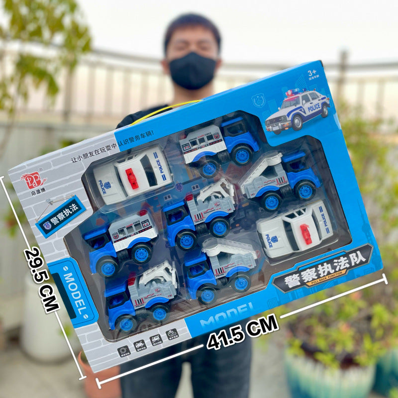 Durable Children's Toy Car Pull-Back Car Simulation Excavator Engineering Vehicle Fire Truck Airplane Model Boy's Gift