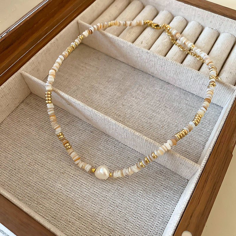 Baroque Freshwater Pearl Necklace Simple Elegant Colorful Beaded Collarbone Chain Niche Light Luxury High-End Sense Necklace for Women