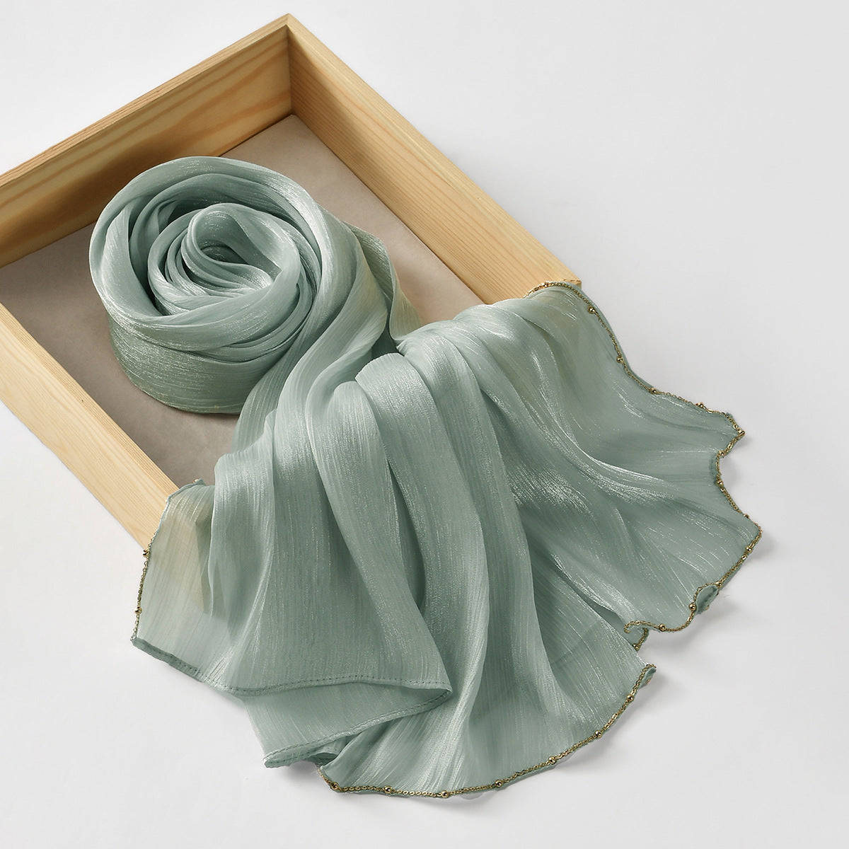 Southeast Asia Hot-Selling Popular Solid Color Chiffon Island Silk Chain Long Scarf Summer Refreshing Breathable Sun-Proof Ethnic Headscarf