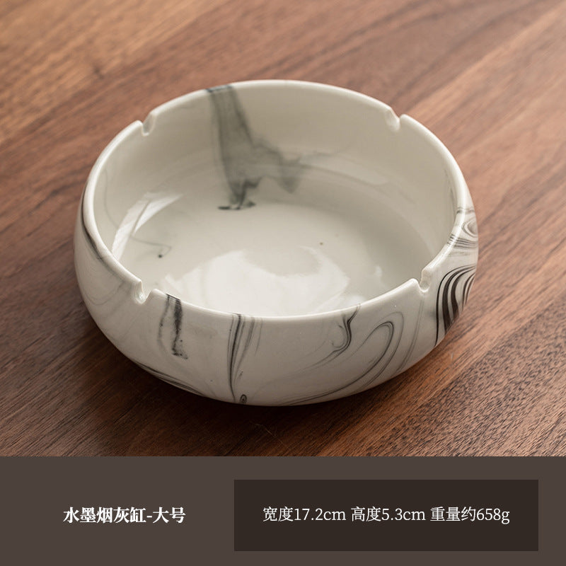 Large Ashtray Creative Personality Ceramic Ashtray Home Retro Chinese Style Living Room Light Luxury Office Trendy Ashtray
