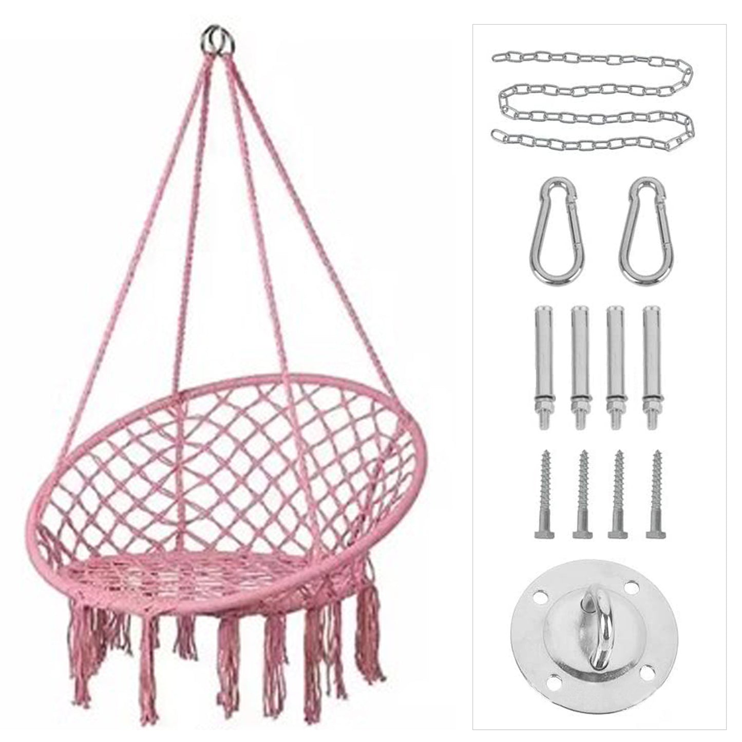 ins Nordic Style Tassel Hanging Chair Handwoven Hanging Basket Cotton Rope Swing Outdoor Hammock Balcony Cradle Chair Wholesale