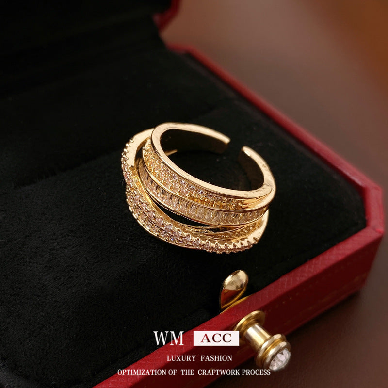 Real Gold Plated Baroque Pearl Tulip Flower Open Ring Korean Fresh Sweet Forest Style Light Luxury Jewelry