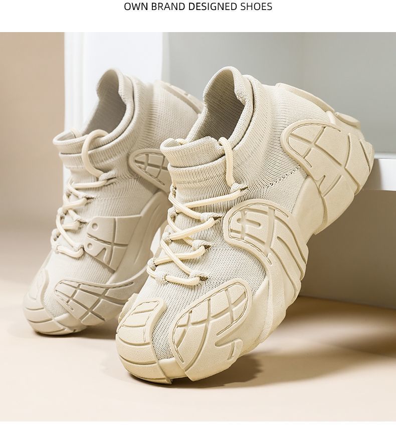 Women's Shoes Spring and Autumn Thick-Soled Dad Shoes Breathable Flyknit Sock Sneakers Women's Octopus Casual Shoes Height-Increasing Shoes