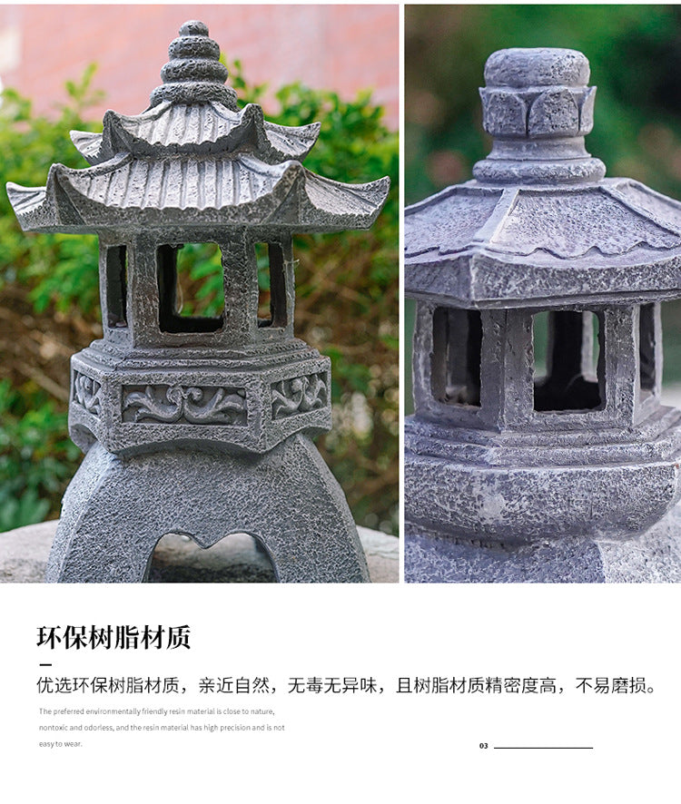 Chinese Antique Style Palace Lantern Solar Outdoor Courtyard Decoration Ornament Garden Villa Balcony Floor Landscape Lamp