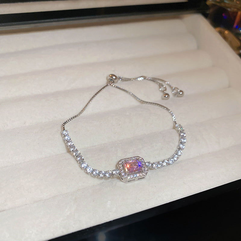 Xiaohongshu Same Style Hot-Selling Zircon Bracelet Light Luxury Niche Exquisite High-End Feel Adjustable Pull Jewelry for Women
