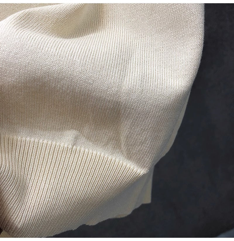 2025New Short Sleeve Knitted Shirt for Men, Striped, Simple, High-End Business, Mature, Slim Fit, Ice Silk T Men's Shirt