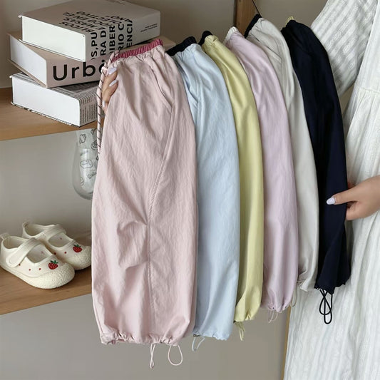 Sweet Little Girl Pants Summer Thin Baby Stylish Casual Anti-Mosquito Long Pants Children Cool Quick-Dry Paratrooper Pants