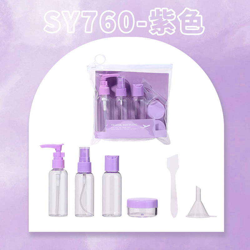 LMLTOP 7Travel Bottle Set 50ml Cosmetic Dispensing Bottle Spray Bottle Press Bottle Cream Box SY760