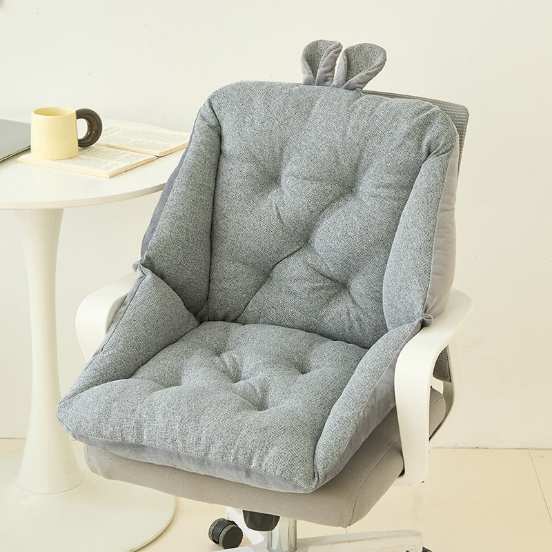 Thickened Seat Cushion and Back Cushion Integrated Ear Thick Cloth Cotton Linen Office Computer Chair Cushion Student Butt Cushion All Seasons