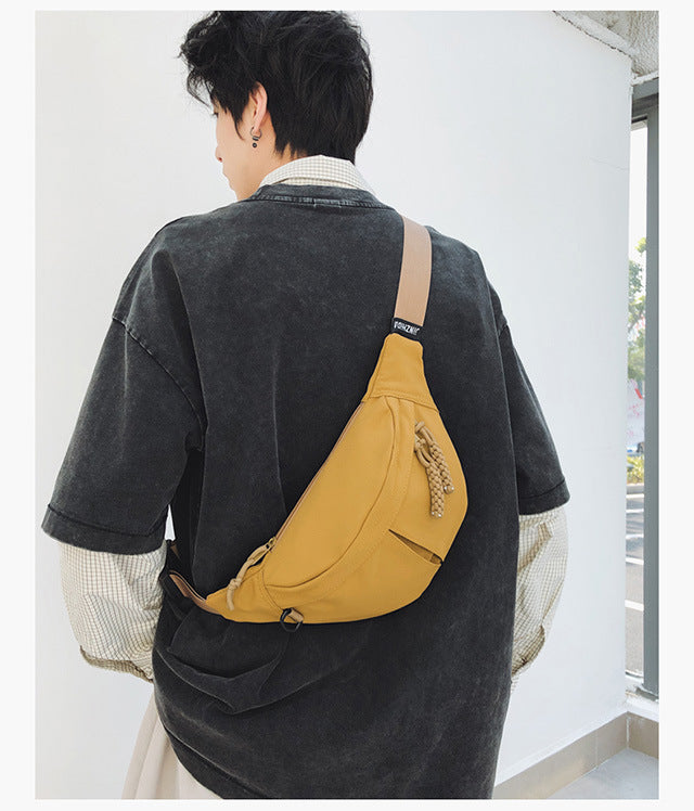 2025Summer New Simple Versatile Large Capacity Canvas Underarm Bag for Outings and Commutes, Niche Design Solid Color Chest Bag