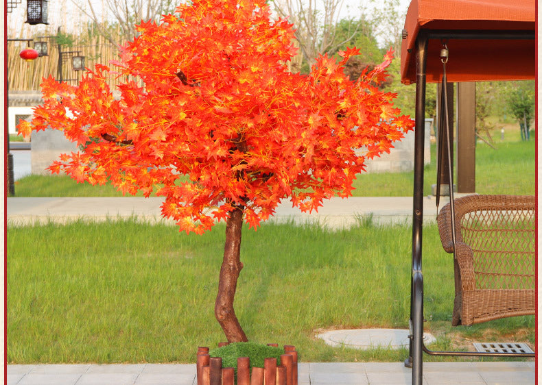 Artificial Red Maple Tree Maple Leaf Tree Indoor and Outdoor Decoration Maple Leaf Fake Tree Square Exhibition Hall Park Hotel Scene Layout Tree