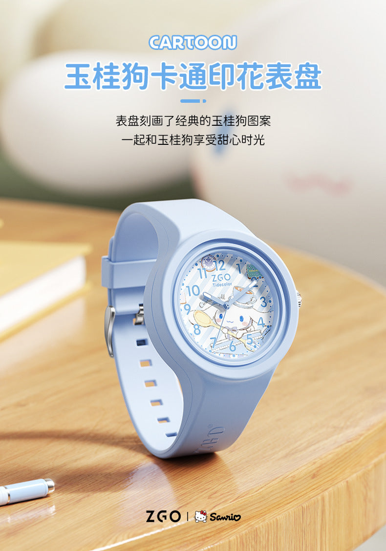 Sanrio Official Genuine Children's Watch for Girls, Cinnamoroll Waterproof, Only Tells Time, Quartz Watch for Middle School Students