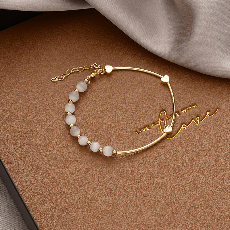 Korean Versatile Pearl Bracelet for Women ins Niche Style High-End Titanium Steel Bracelet Couple Bracelets Wholesale