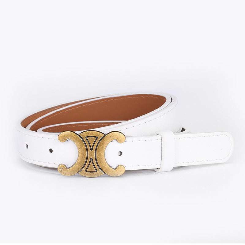 Women's English Letter Smooth Buckle Belt Versatile Jeans Decoration Fashion Trendy Internet Celebrity Fashion Waist Belt