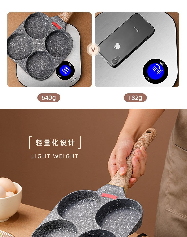 【Source Factory】Foreign Trade Hot-Selling Maifan Stone Four-Hole Egg Frying Pan 3-in-1 Non-Stick Breakfast Pan