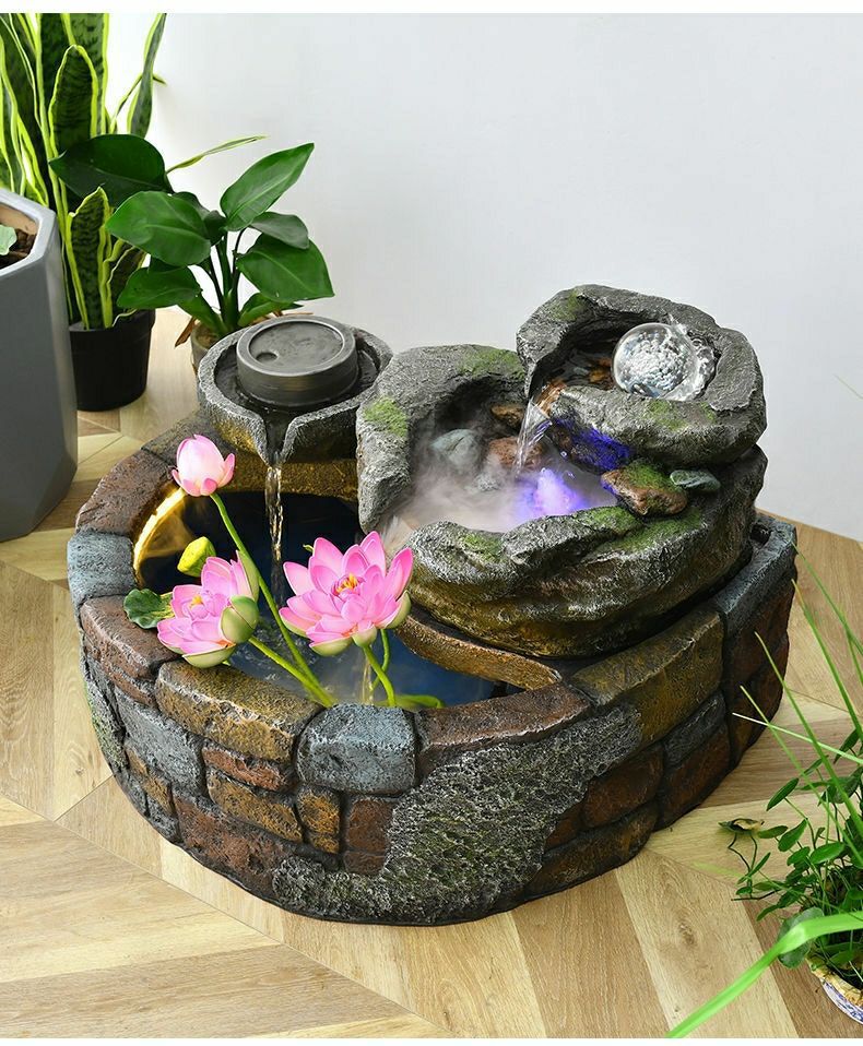 Pastoral External Circulation Water Pool Fountain Fish Tank Ornament for Home Living Room Courtyard Entrance Opening Decoration Zhao Zhi Zheng