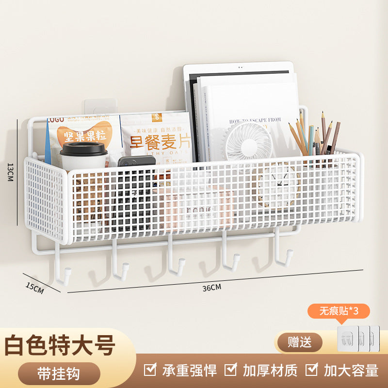 No-Drill Wall-Mounted Storage Rack Dormitory Bedside Storage Basket Dormitory Essentials Wall Hanging Upper Bunk Bed Organizer