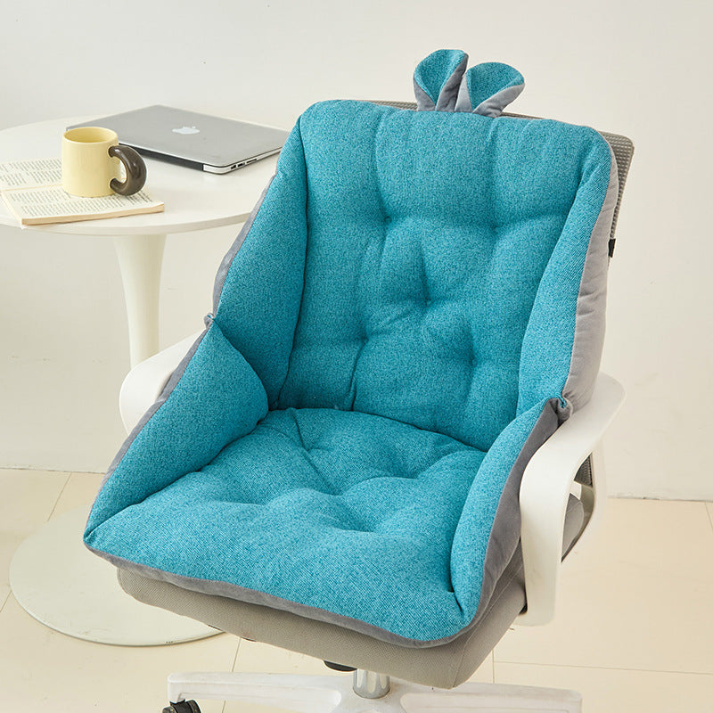 Thickened Seat Cushion and Back Cushion Integrated Ear Thick Cloth Cotton Linen Office Computer Chair Cushion Student Butt Cushion All Seasons