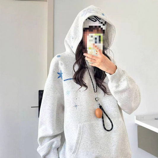 American High Street Snowflake Embroidered Sweatshirt Men and Women Couple Wear Heavy Hoodie2025Fashionable Brand Autumn Casual Jacket