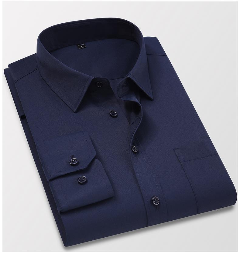 Men's Non-Iron Shirt Plus Size Breathable Business Casual Korean Style Slim Fit Shirt Professional Wear White Long Sleeve Shirt