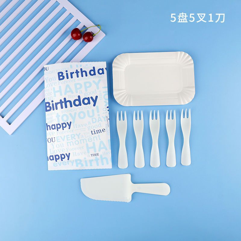Birthday Cake Cutlery Set Bakery Disposable Cutlery Plates Food Grade Cake Shop Plastic Tableware