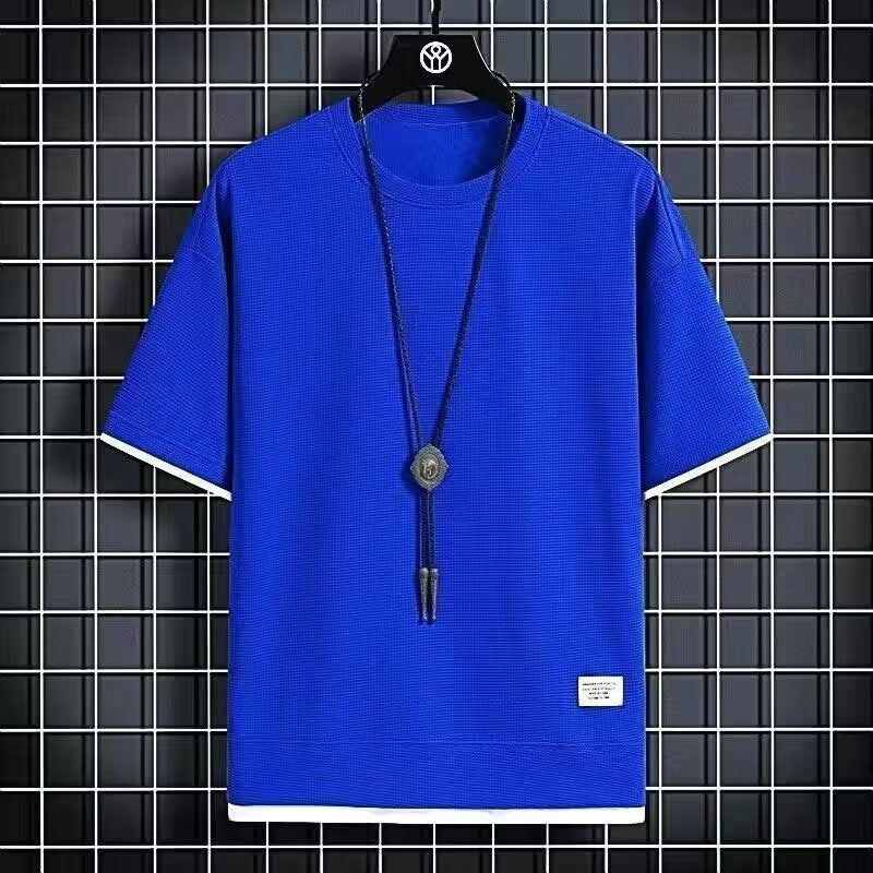 Chaolun Men's Short Sleeve Shirt t Summer Trendy Thin Breathable Shirt T Loose Waffle Short Sleeve Shirt